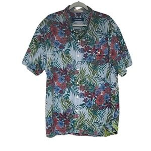 Tommy Bahama Indigo Floral Hawaiian Shirt Mens XXL